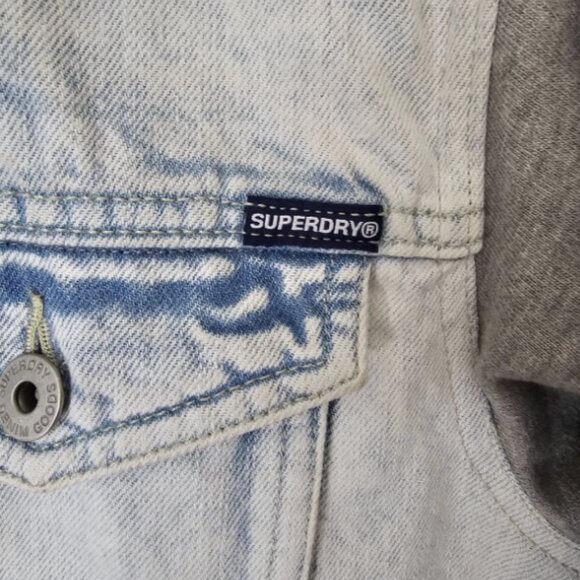 SuperDry Worker-Denim Jacket- Hoodie-Button Up Sz M - Picture 4 of 7
